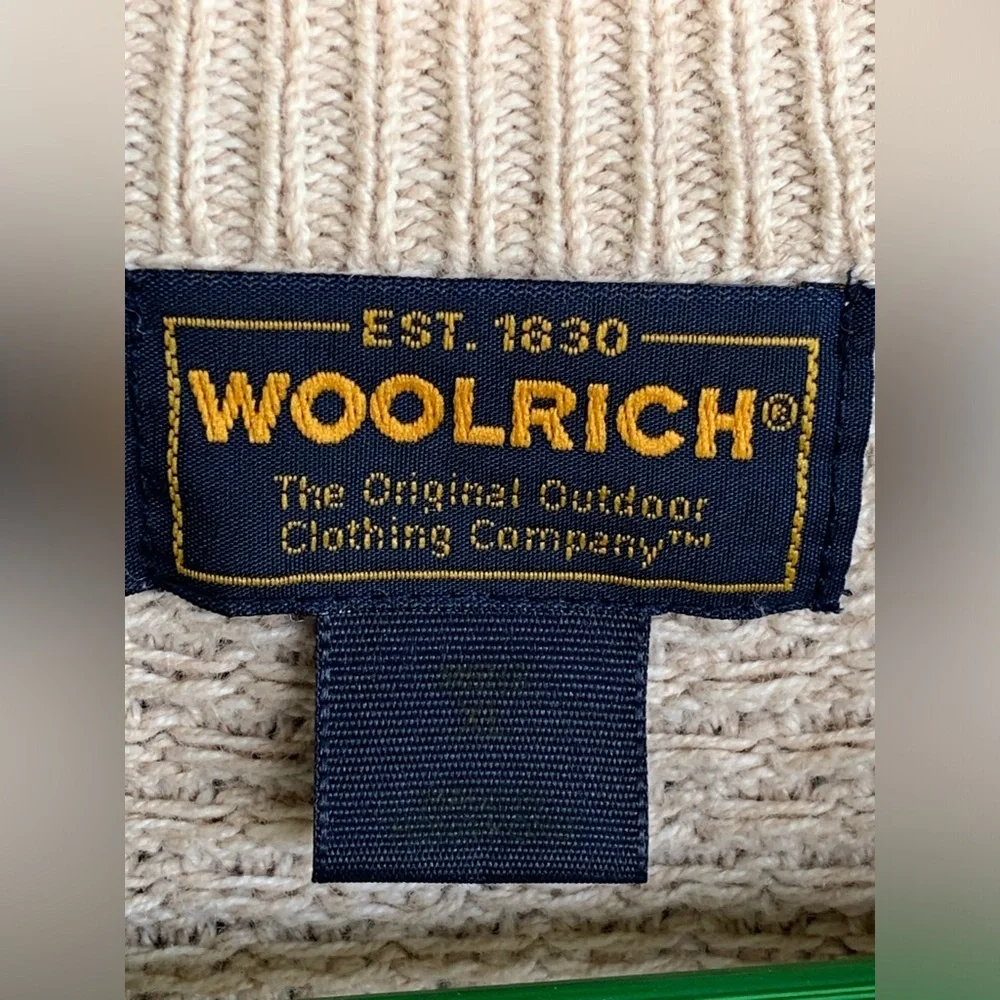 Vintage 80s 90s Woolrich Button Henley British Tan Sweater Mens